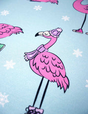 Winter Flamingo Aqua Island – French Terry stof – 170 cm breed