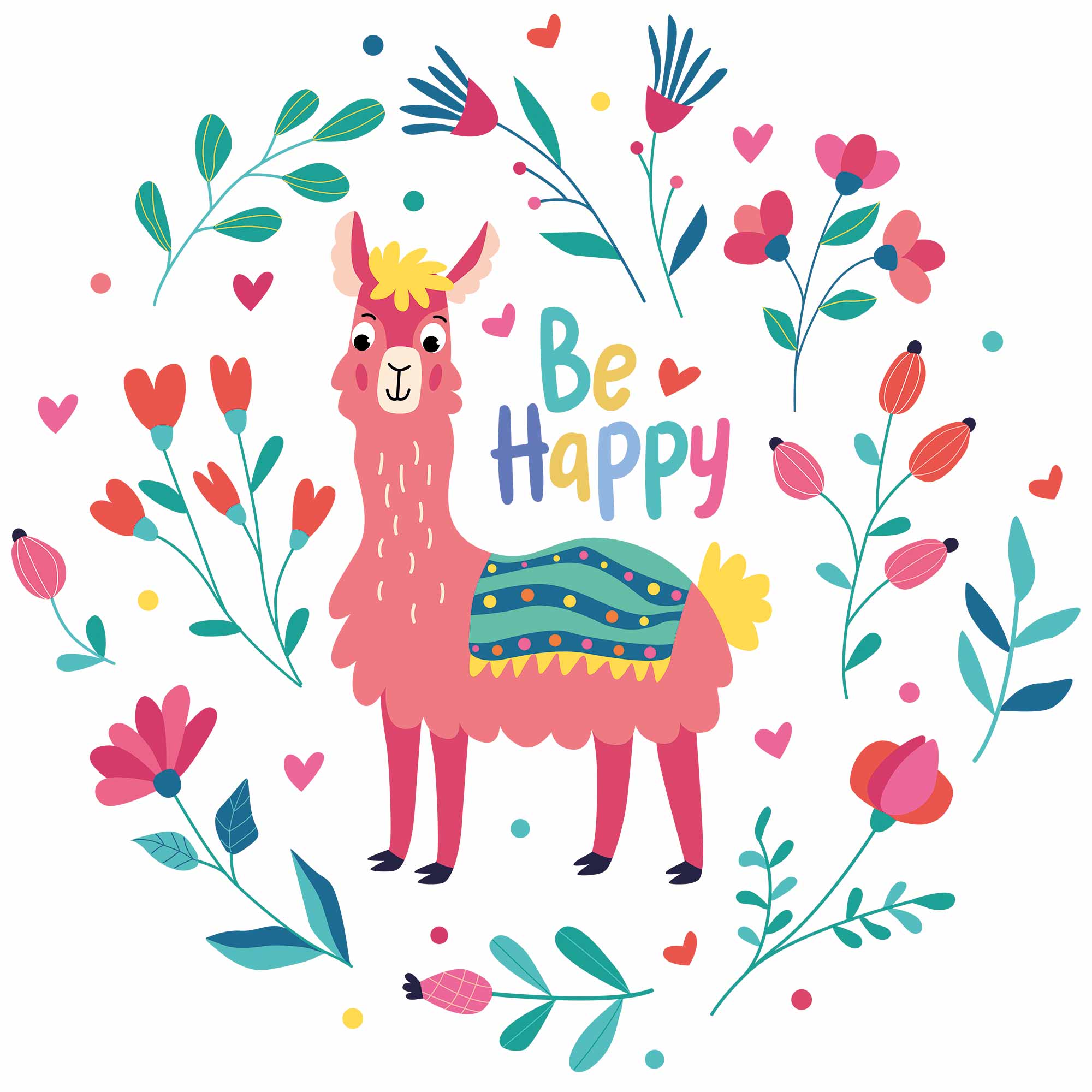 Be Happy 2 - Funny Lama – Strijktransfer