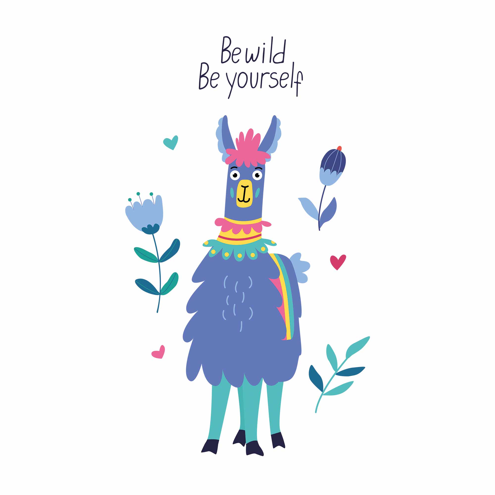 Be Wild Be Yourself - Funny Lama – Strijktransfer