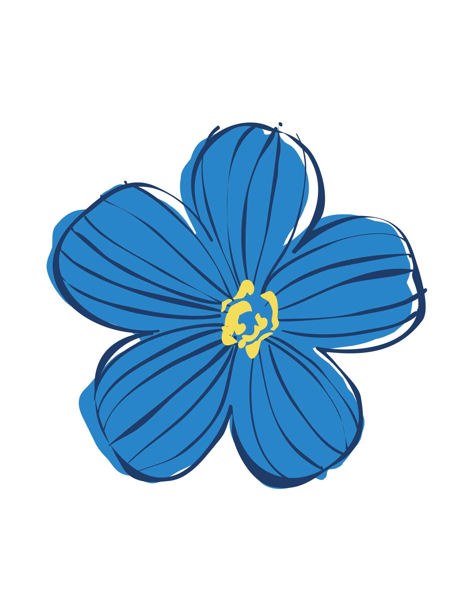 Funky Florals Bold Blue – Strijktransfer