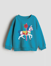Rose Rider – Blue Mane - Carousel Clash – Strijktransfer – op een trui