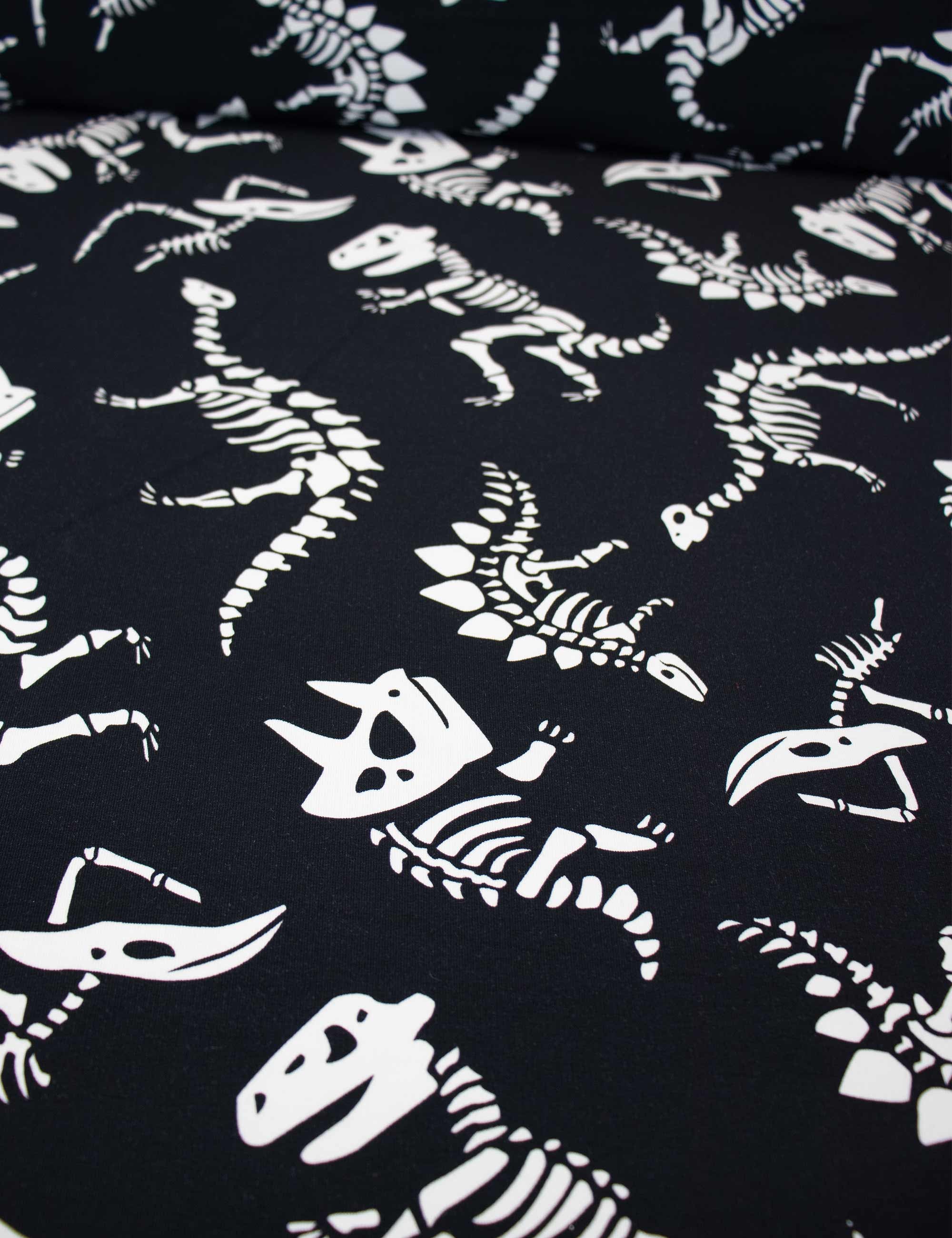 Bone Parade Static Black – French Terry stof – 170 cm breed
