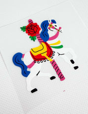 Rose Rider – Blue Mane - Carousel Clash – Strijktransfer
