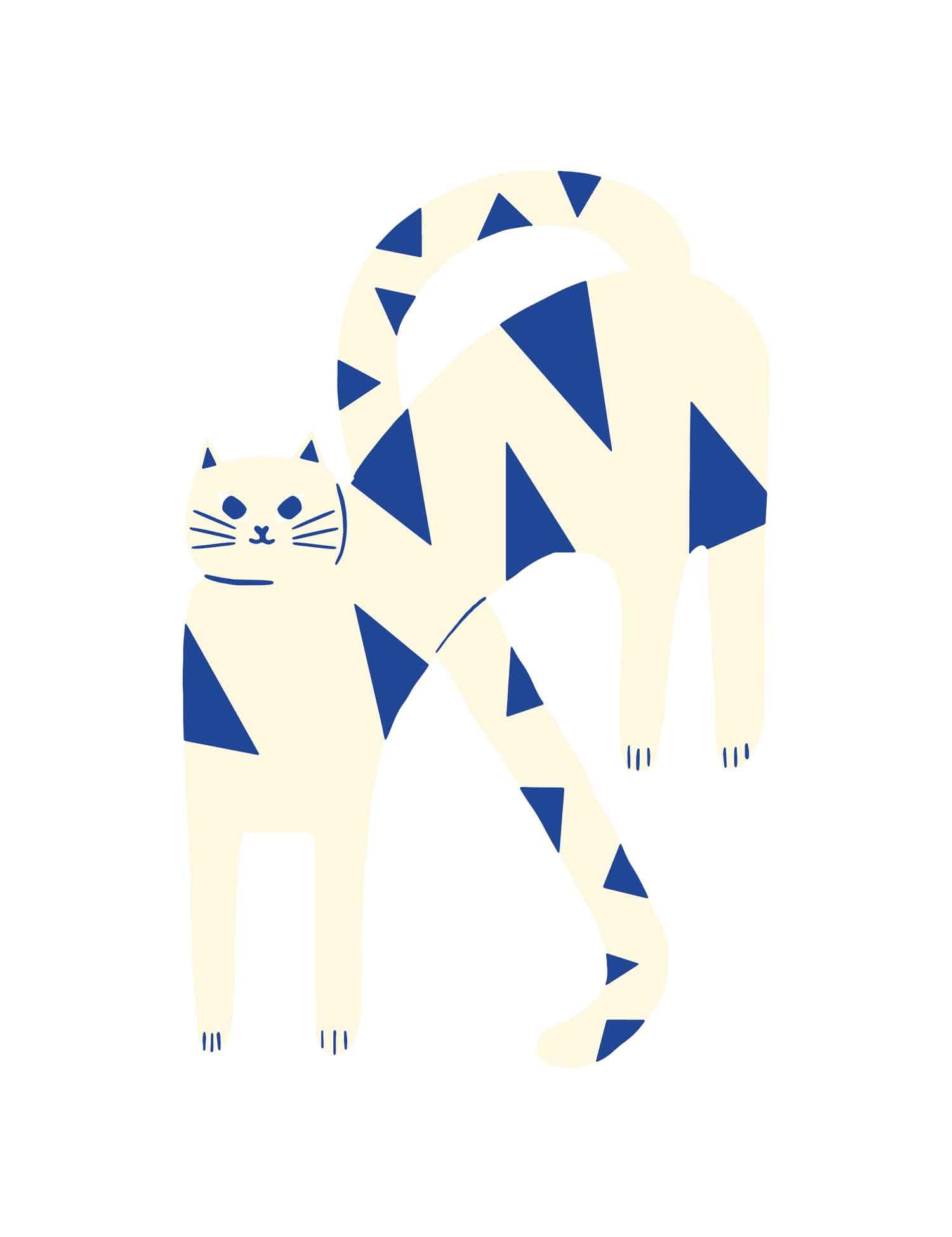 Cat White Blue – Strijktransfer