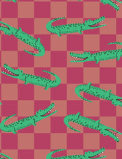 Croco Crew Berry Check – French Terry stof – 170 cm breed