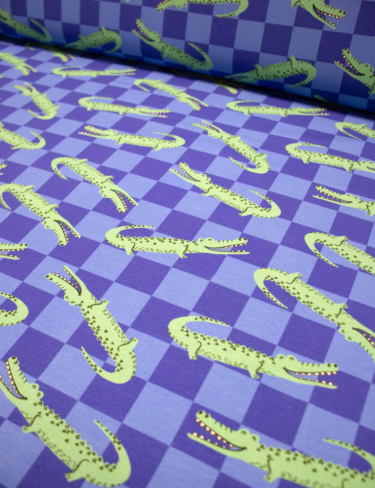 Croco Crew Blue Check | French Terry | 170 cm wide