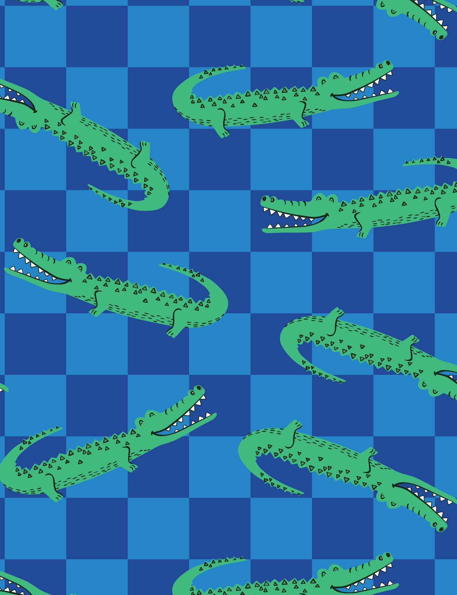 Croco Crew Blue Check | French Terry | 170 cm wide