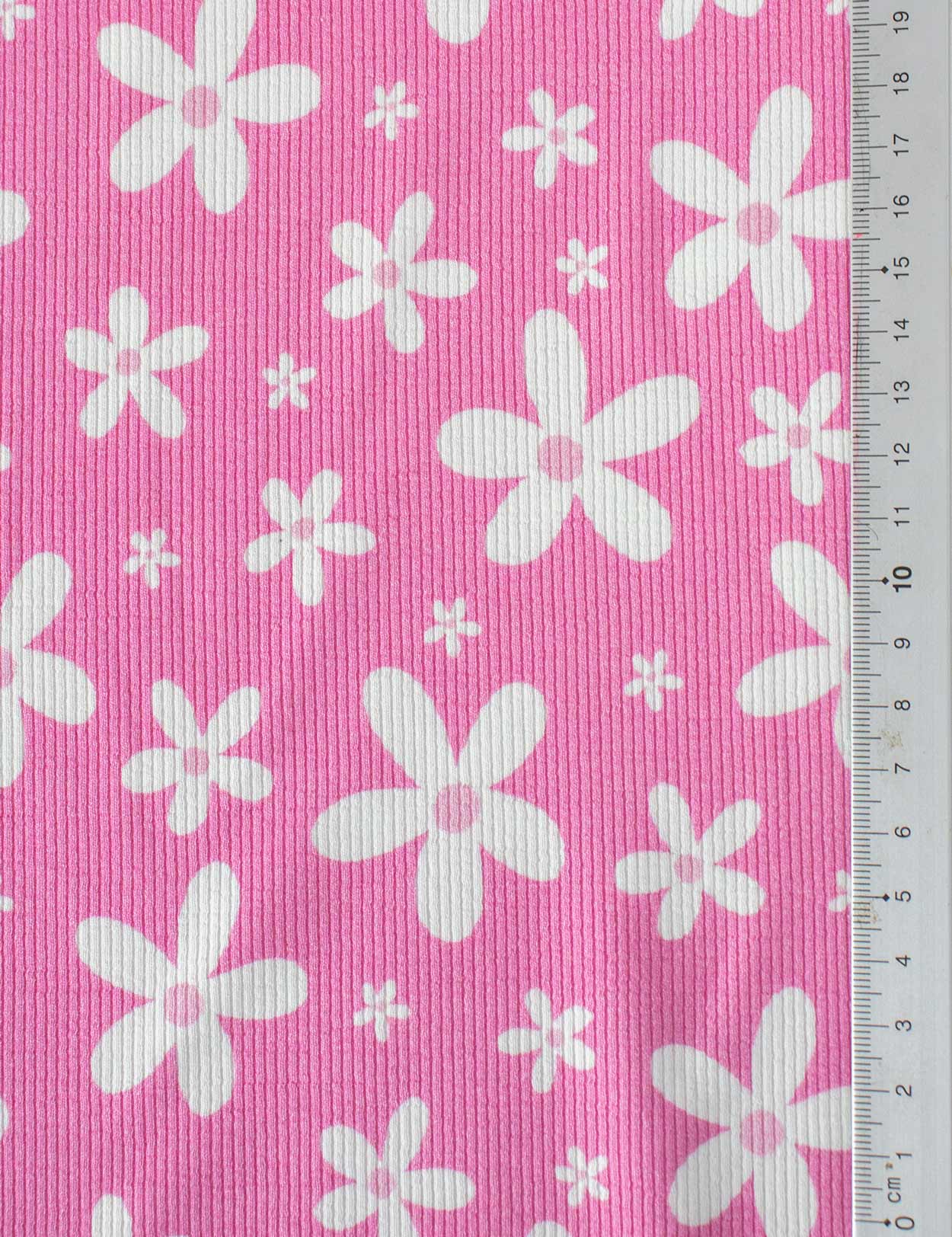 Daisy Pop Bubble Pink – Rib tricotstof – 125 cm breed