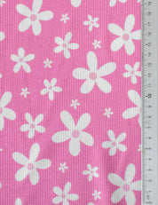 Daisy Pop Bubble Pink – Rib tricotstof – 125 cm breed