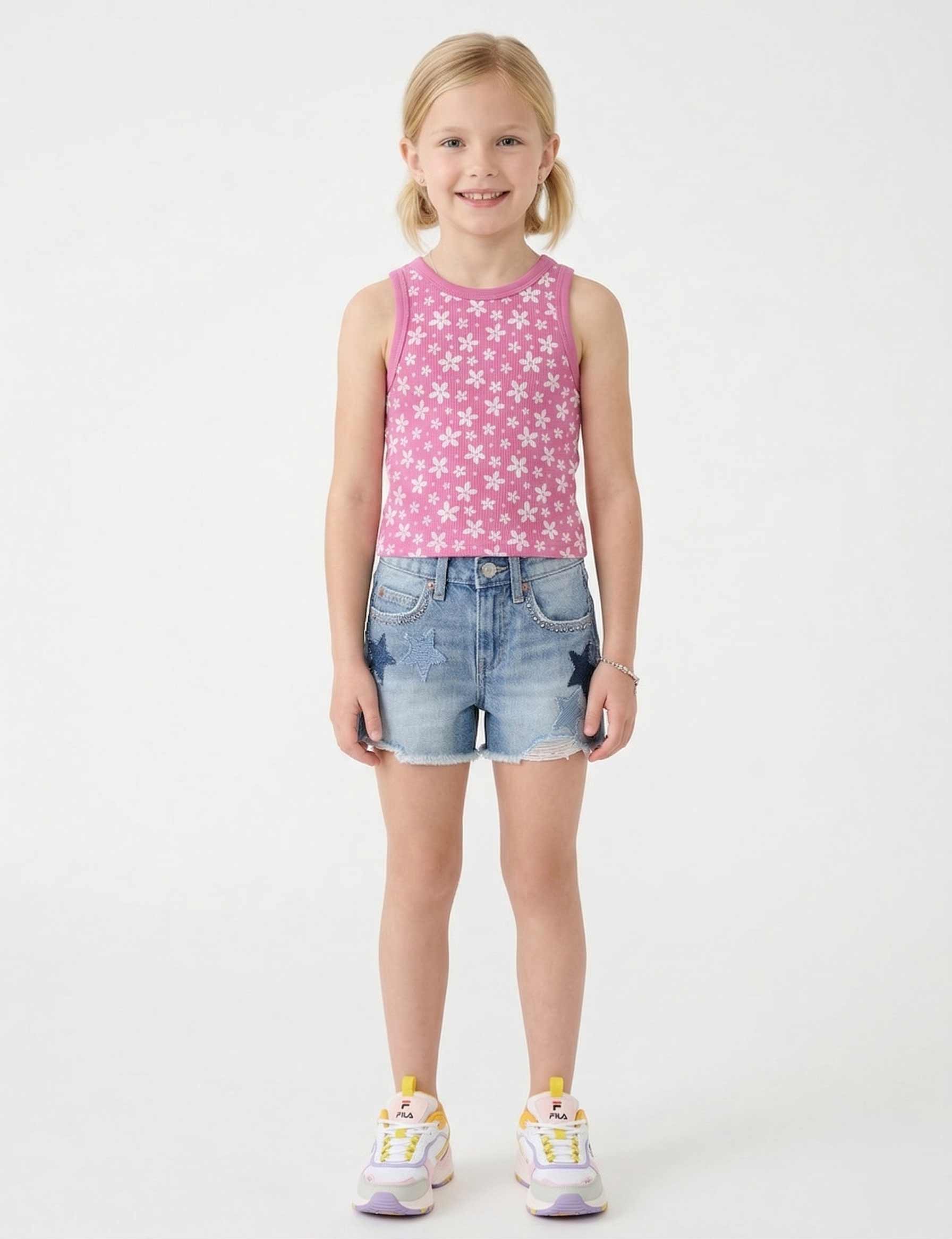 Daisy Pop Bubble Pink – Rib tricotstof – 125 cm breed