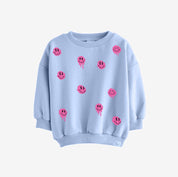 Drip Smileys Pink – All-over transfervel – op een trui