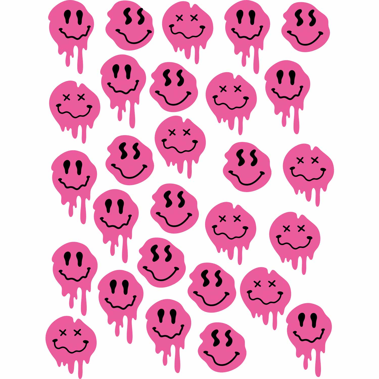Drip Smileys Pink – All-over transfervel