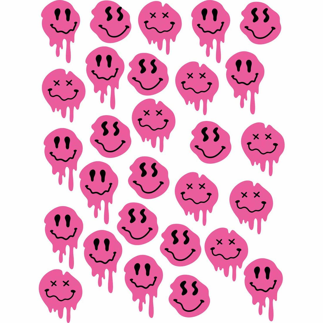 Drip Smileys Pink – All-over transfervel