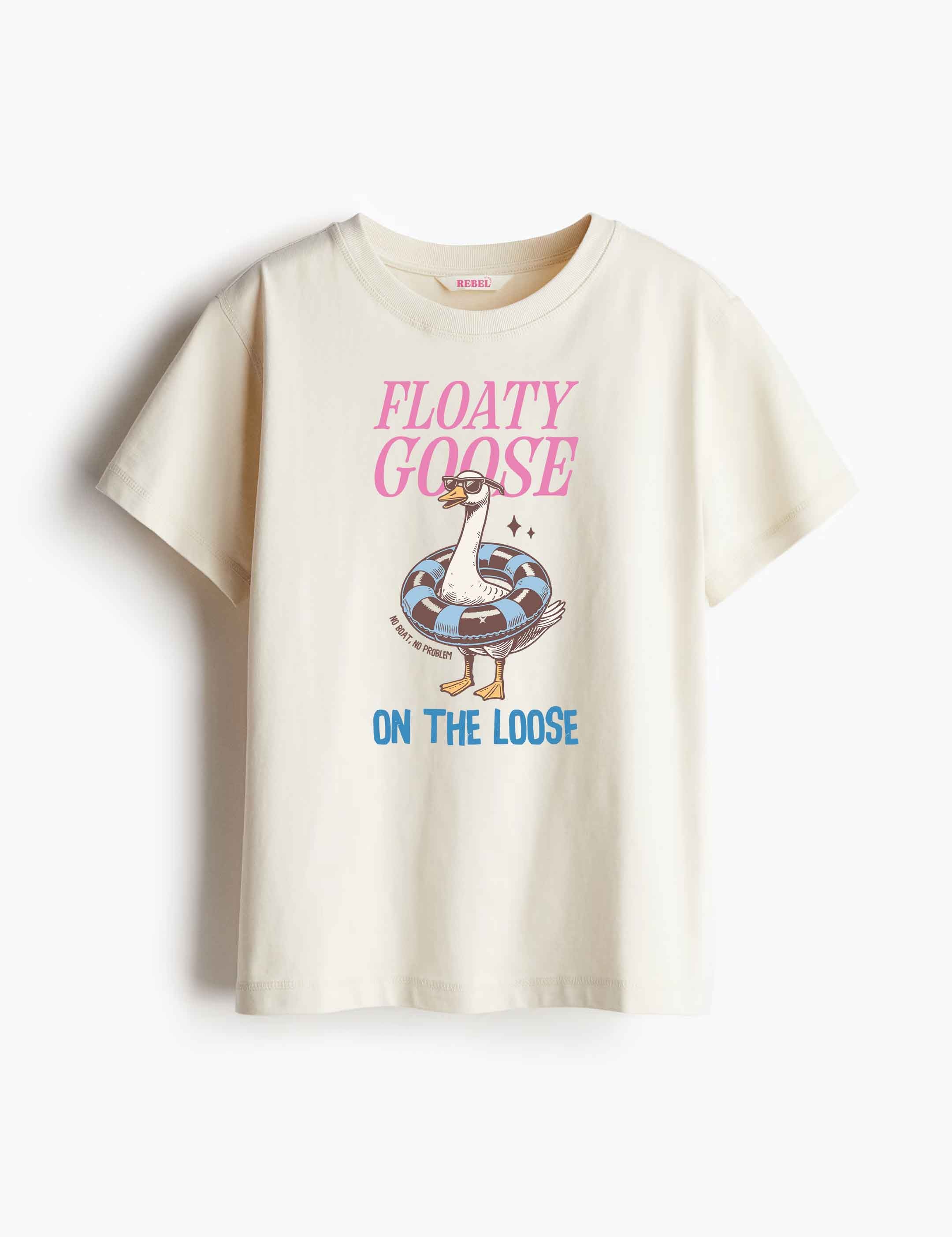 Floaty Goose – Summer Goose Club – Strijktransfer – op een T-shirt