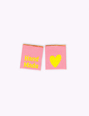 Hand Made Hearts Peach | Woven sew-in label