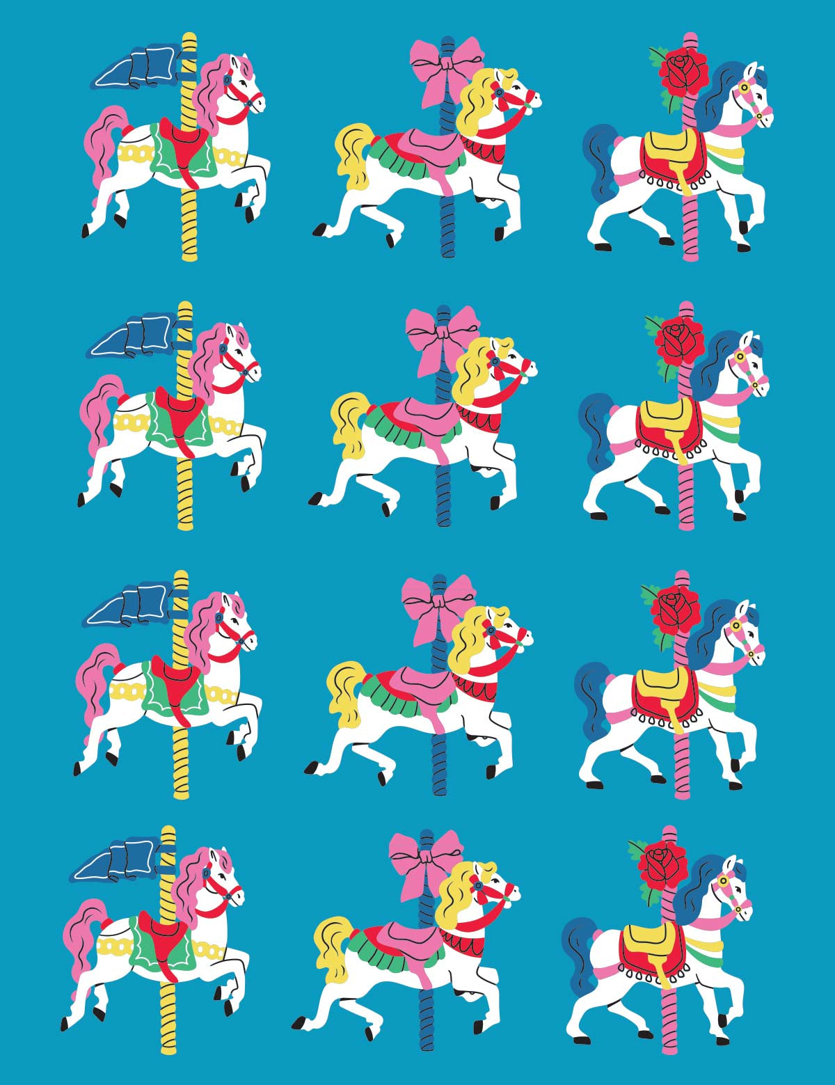 Horse Blue - Carousel Clash – All-over transfervel