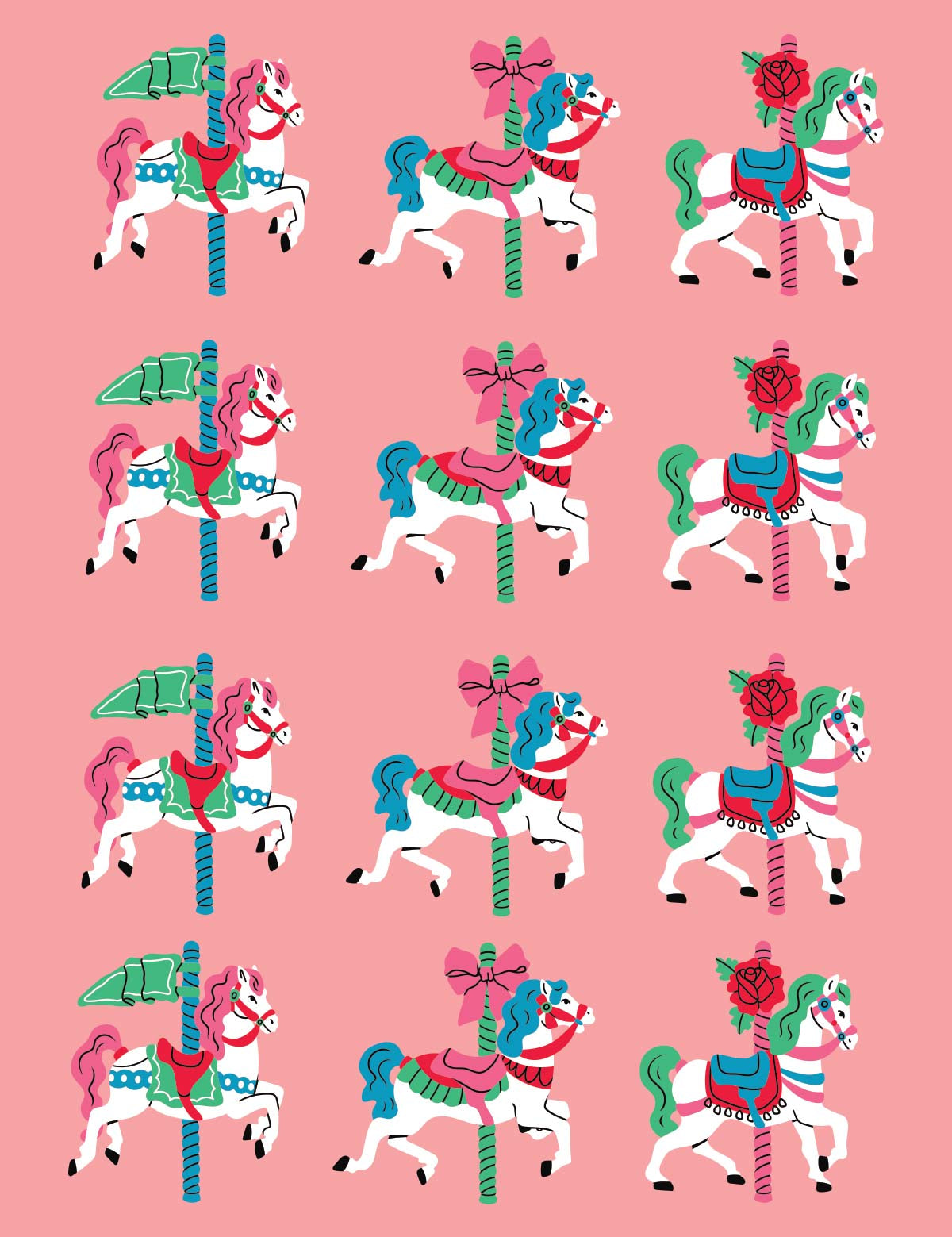 Horse Pink - Carousel Clash – All-over transfervel