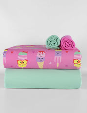 Ice Cream Crush Bubble Pink – Rib tricotstof – 125 cm breed