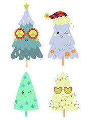 Kerstbomen Boys Blauw – All-over transfervel – overzicht
