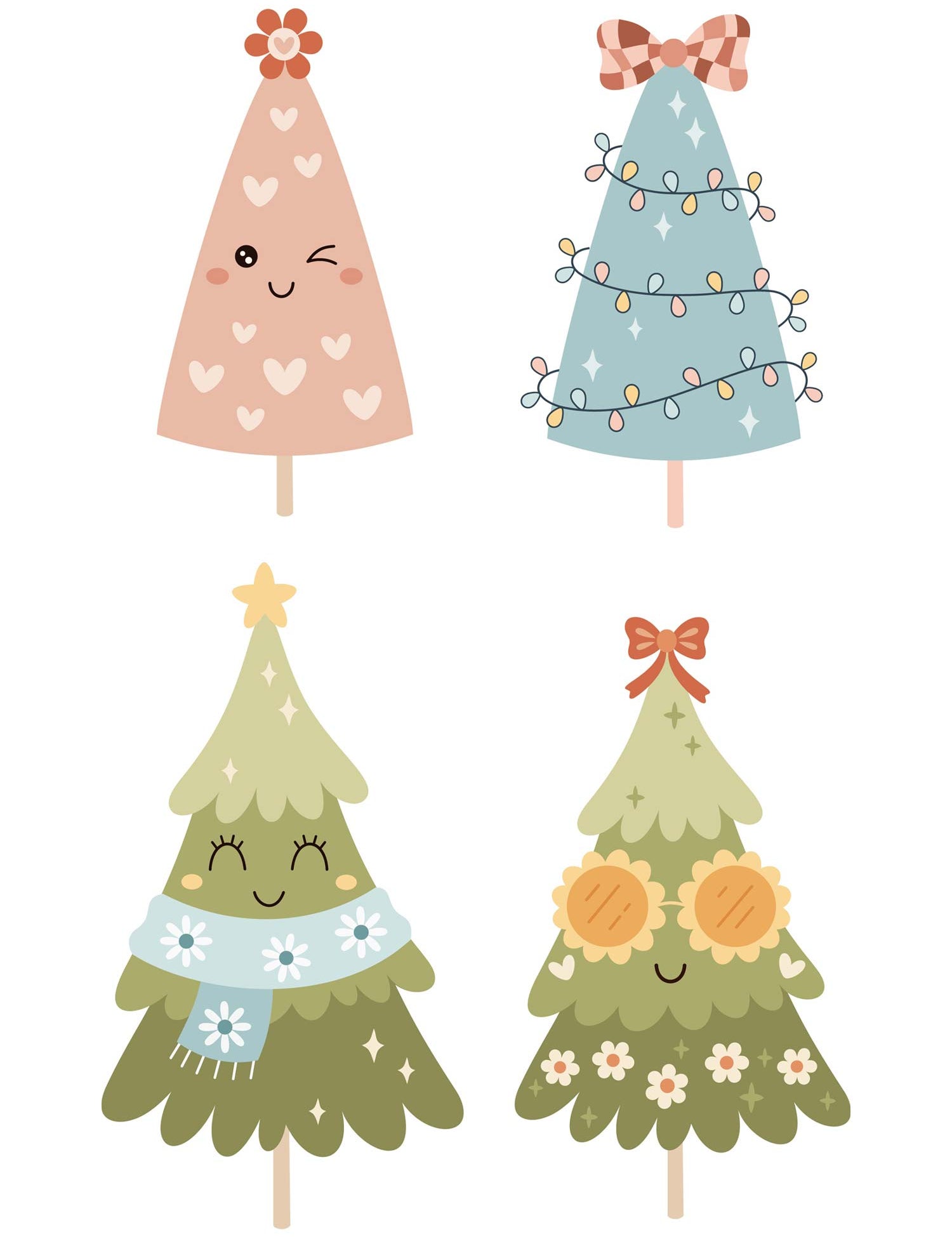 Kerstbomen Girls Groen – All-over transfervel – overzicht