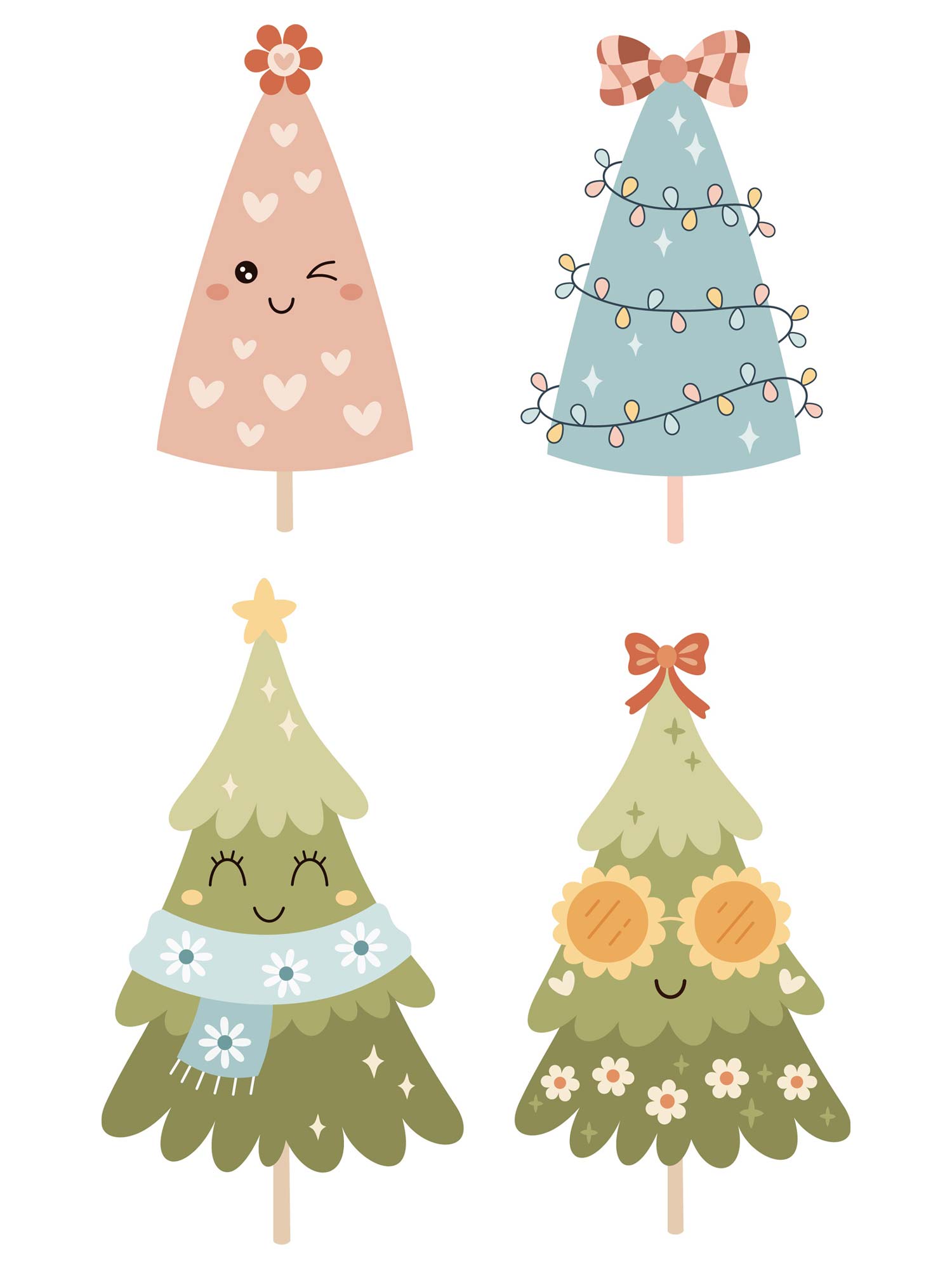 Kerstbomen Girls Groen – All-over transfervel – overzicht
