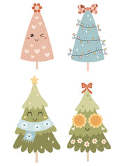 Kerstbomen Girls Groen – All-over transfervel – overzicht