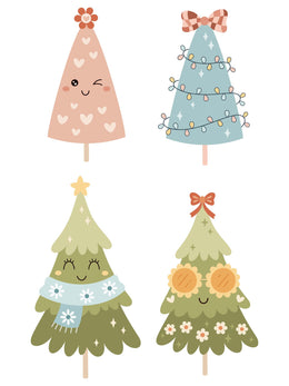Kerstbomen Girls Groen – All-over transfervel – overzicht
