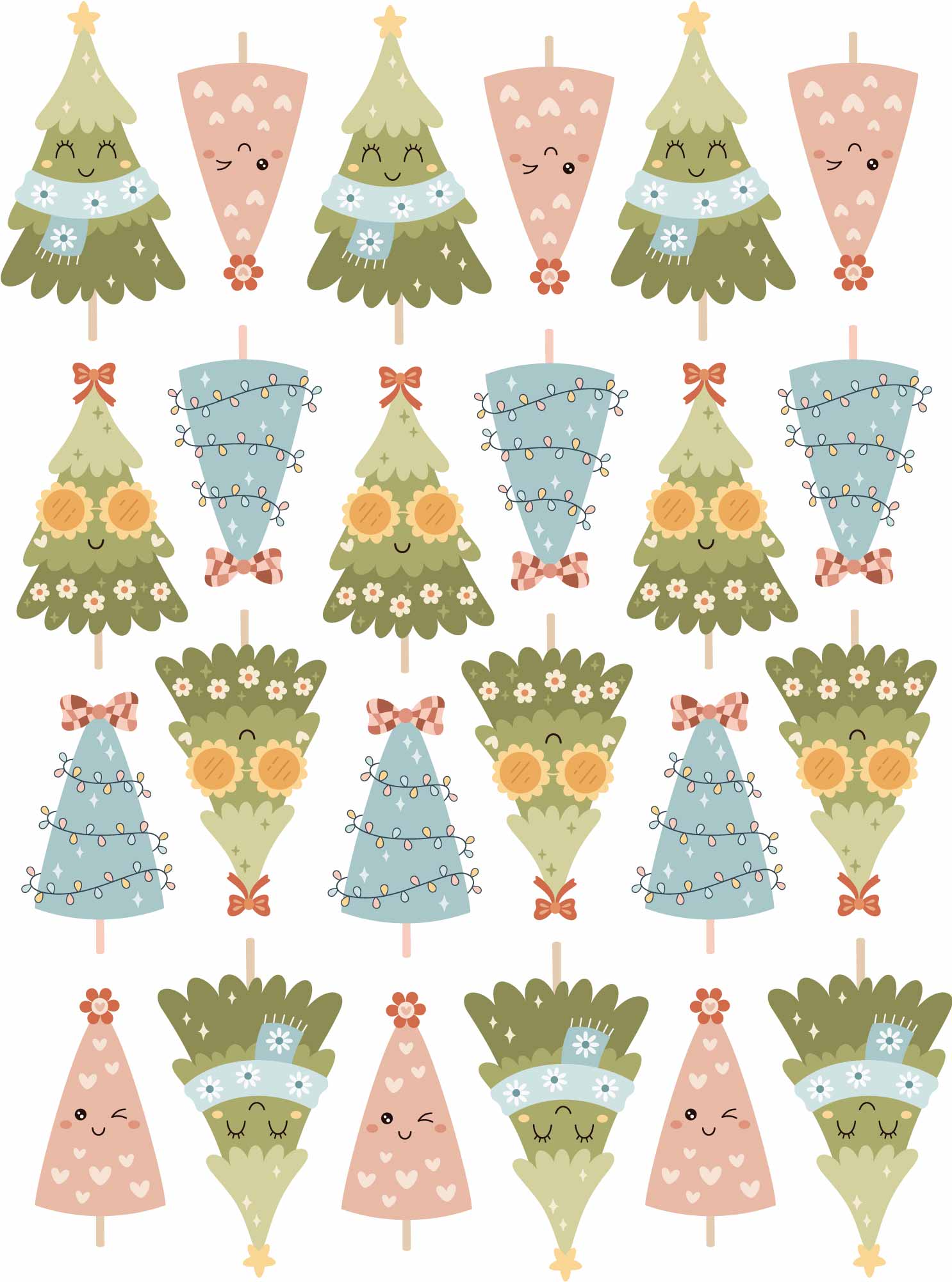 Kerstbomen Girls Groen – All-over transfervel