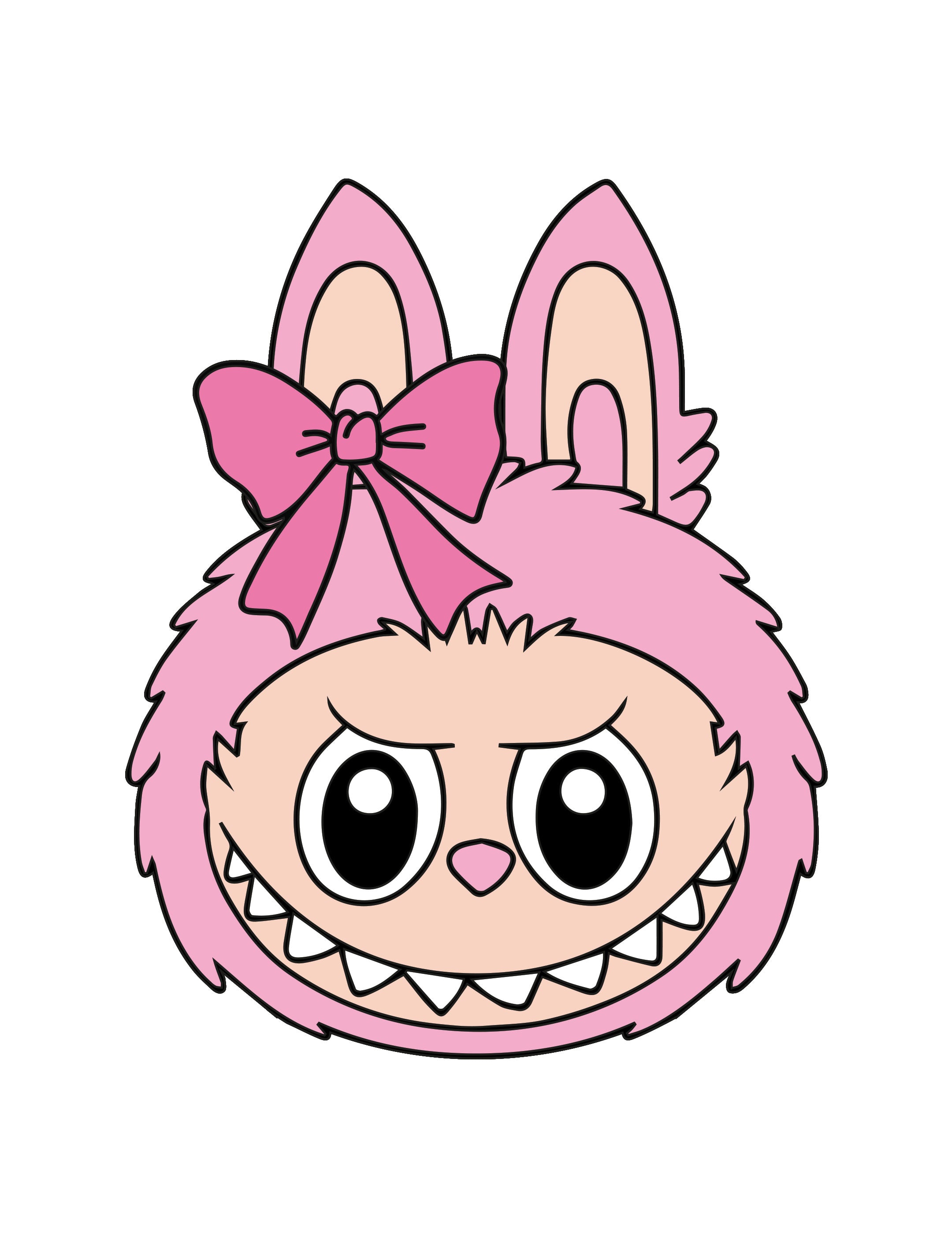 Labubu Head Pink Pearl – Strijktransfer