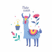 Make a Wish - Funny Lama – Strijktransfer