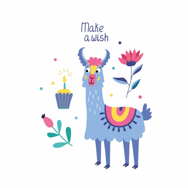 Make a Wish - Funny Lama – Strijktransfer