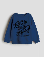 Never Stop Skating strijktransfer op een trui – inspiratievoorbeeld