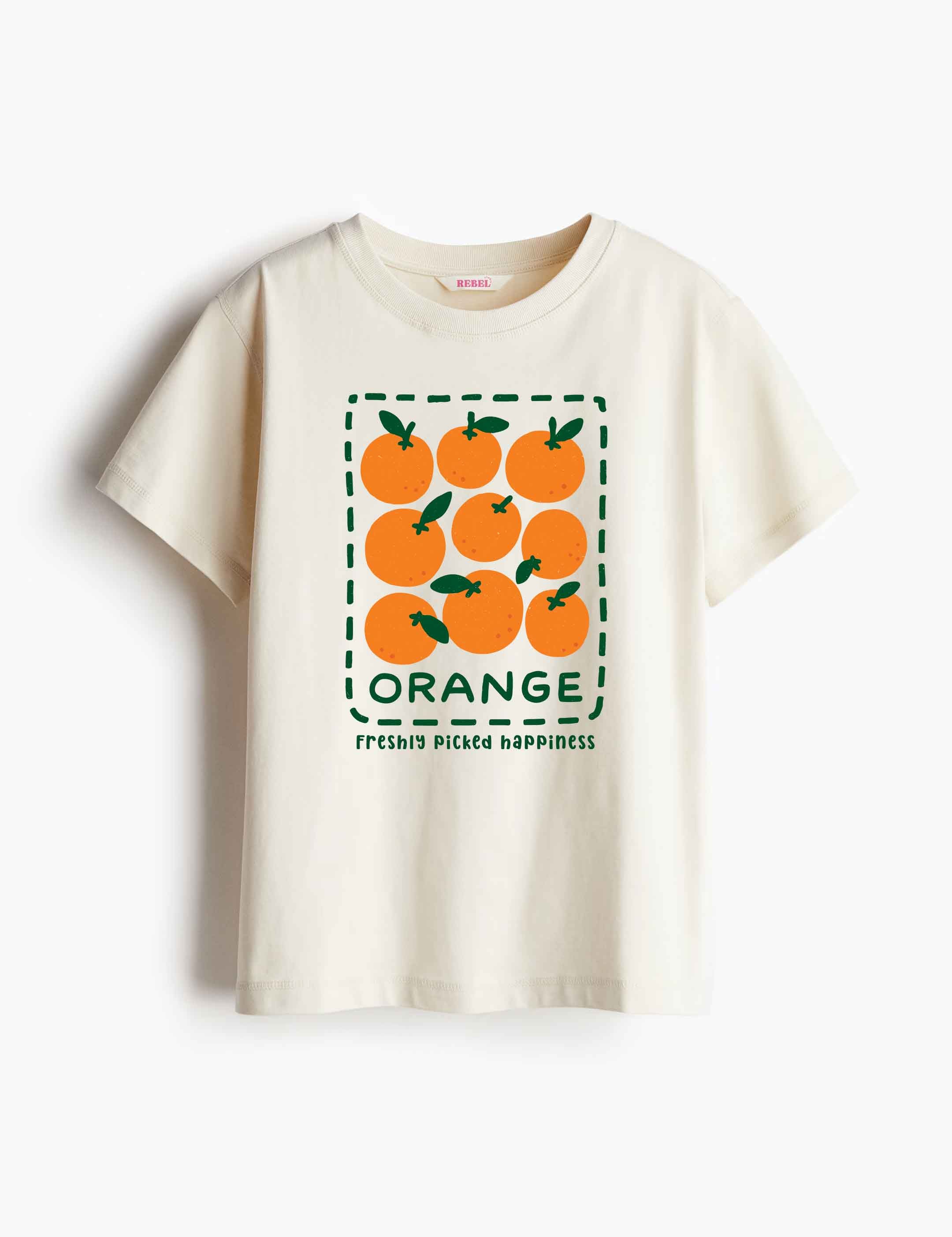 Orange – Fruit Parade – Strijktransfer – op een T-shirt
