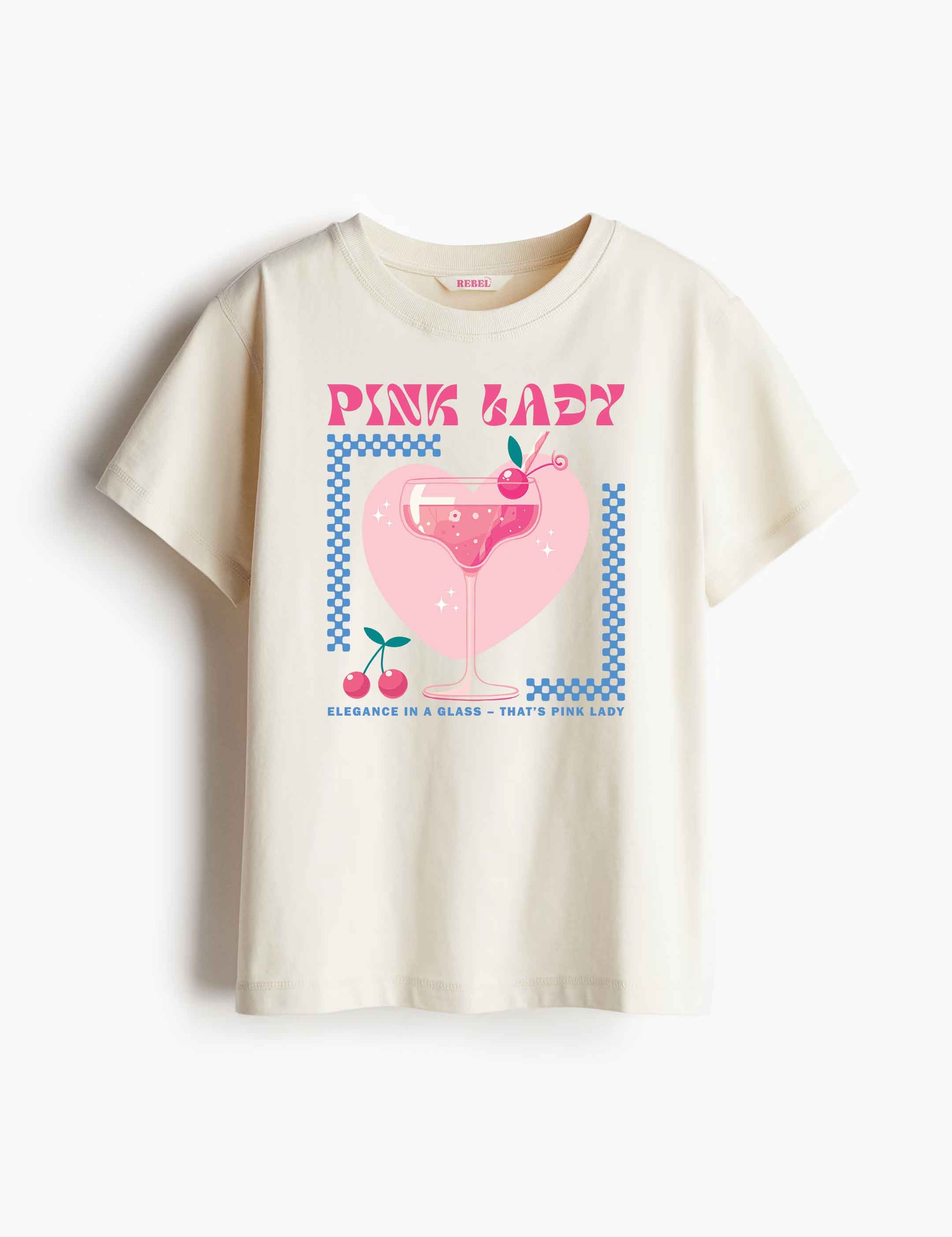 Pink Lady – Cocktail Club – Strijktransfer – op een T-shirt