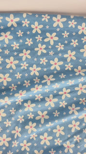 Daisy Pop Sky Blue | Rib jersey | 125 cm wide