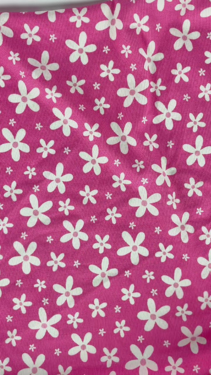 Daisy Pop Bubble Pink | Rib jersey | 125 cm wide