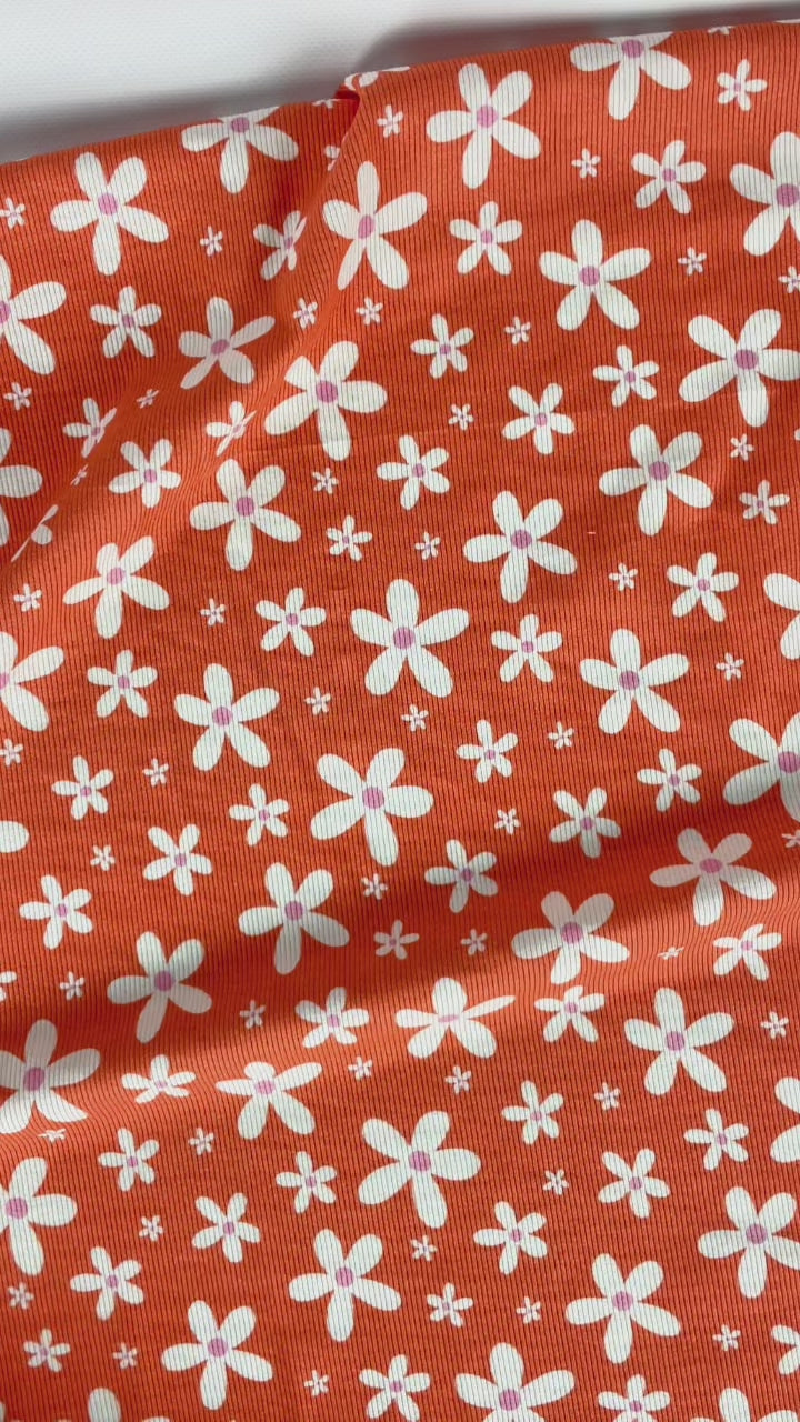 Daisy Pop Bittersweet Orange | Rib jersey | 125 cm wide