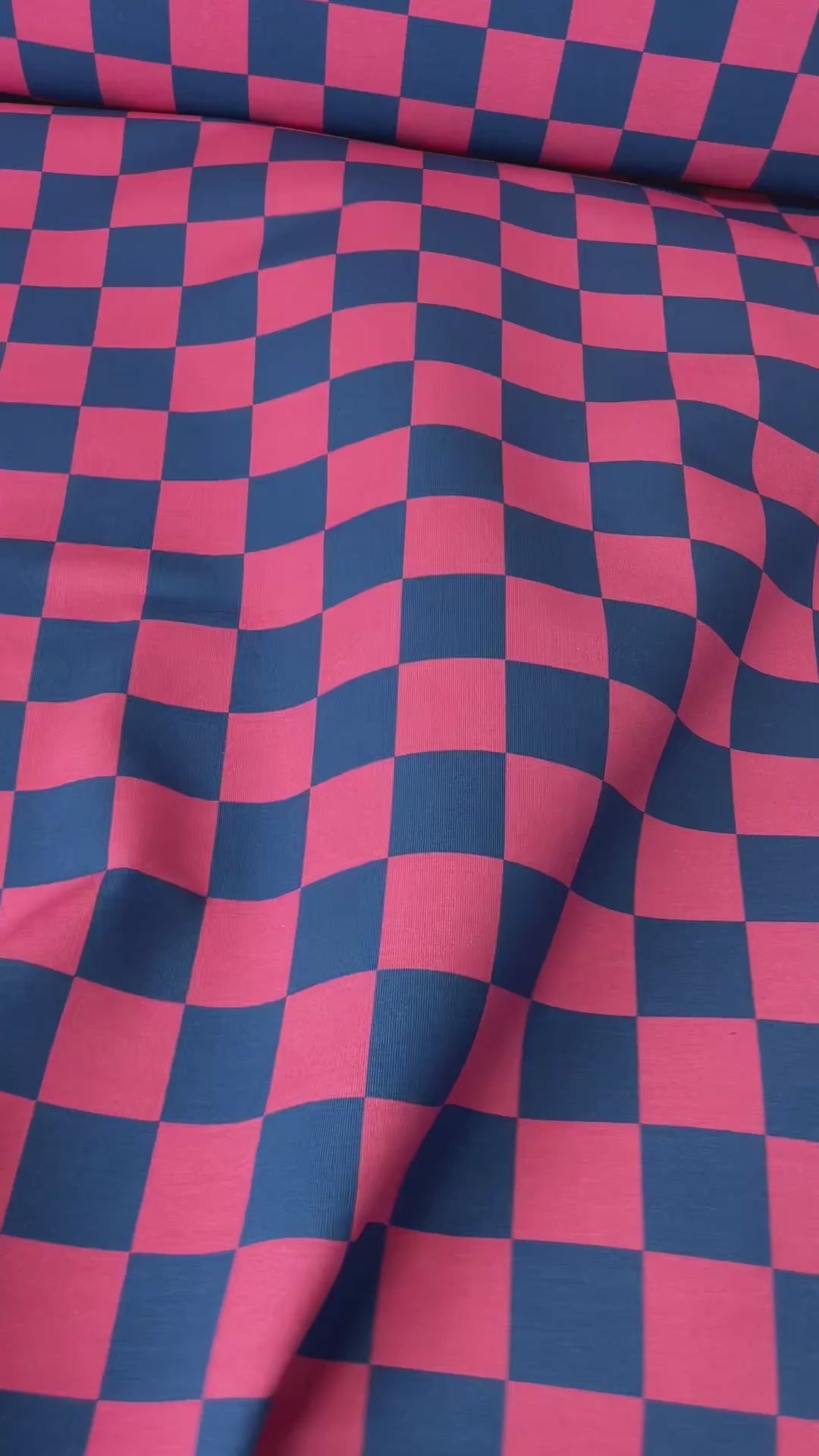 Rhino Blue & Berry Bold Check | French Terry | 170 cm wide