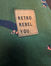 Retro. Rebel. You. | Faux leather label