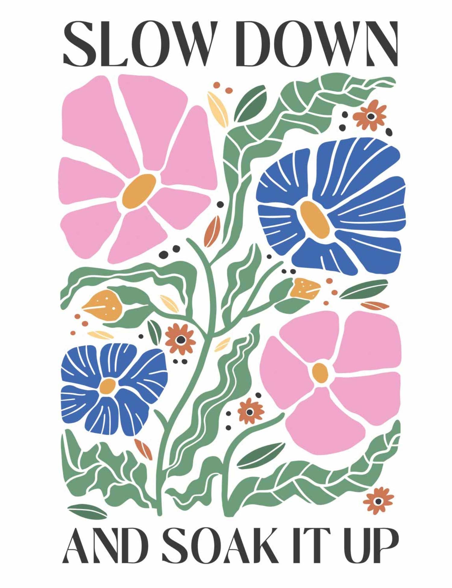 Slow Down - Floral – Strijktransfer