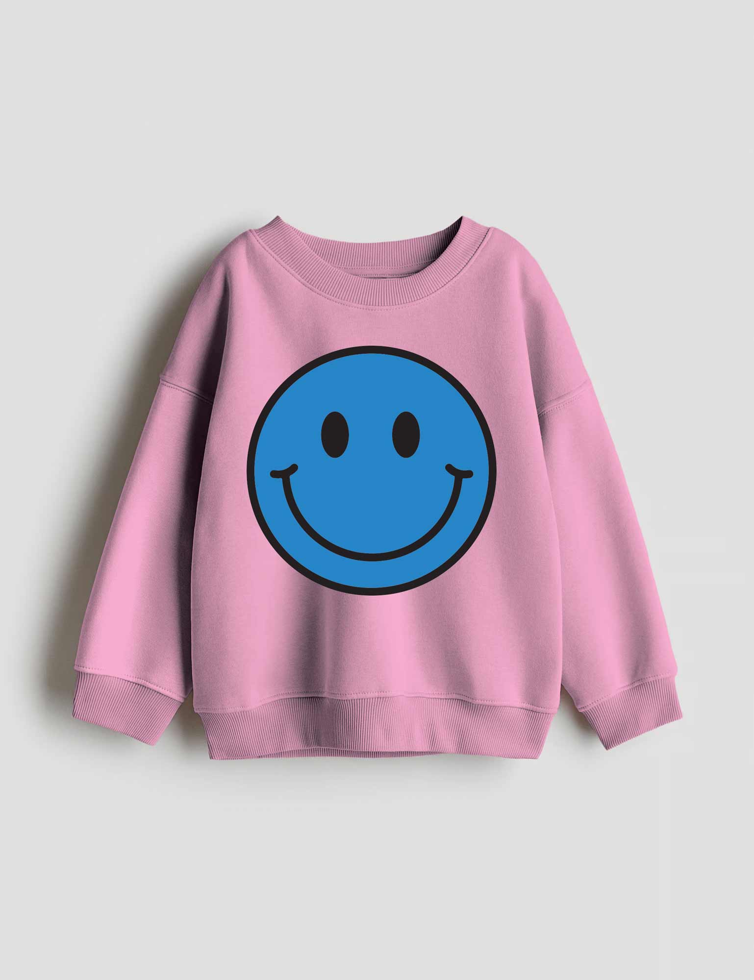 Bold Blue Smiley – Strijktransfers – op een trui