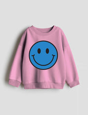 Bold Blue Smiley – Strijktransfers – op een trui