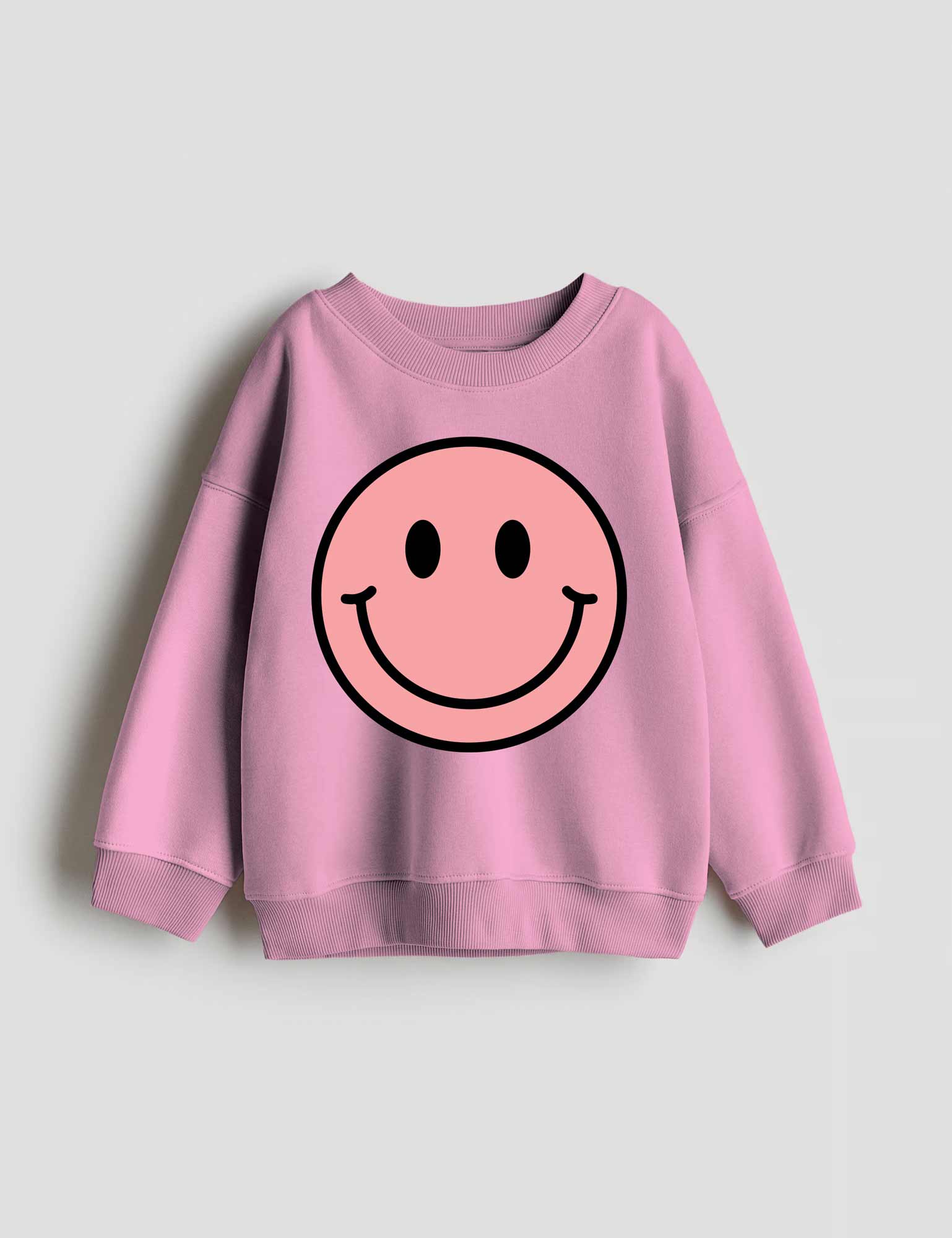 Clay Pink Smiley – Strijktransfers – op een trui