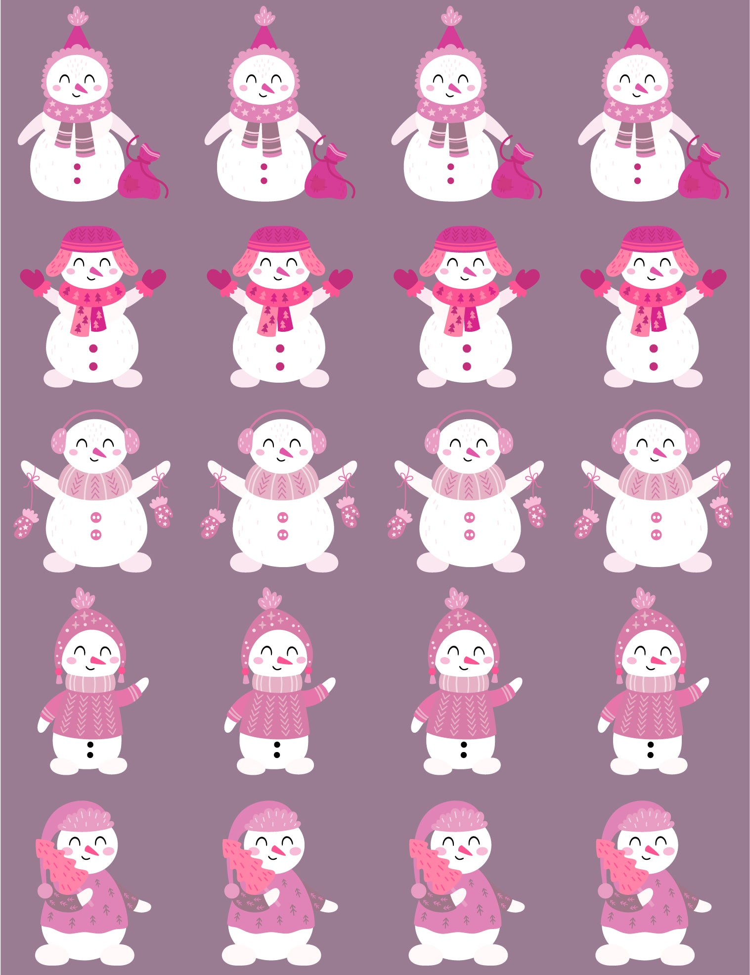Sneeuwmannen Roze – All-over transfervel