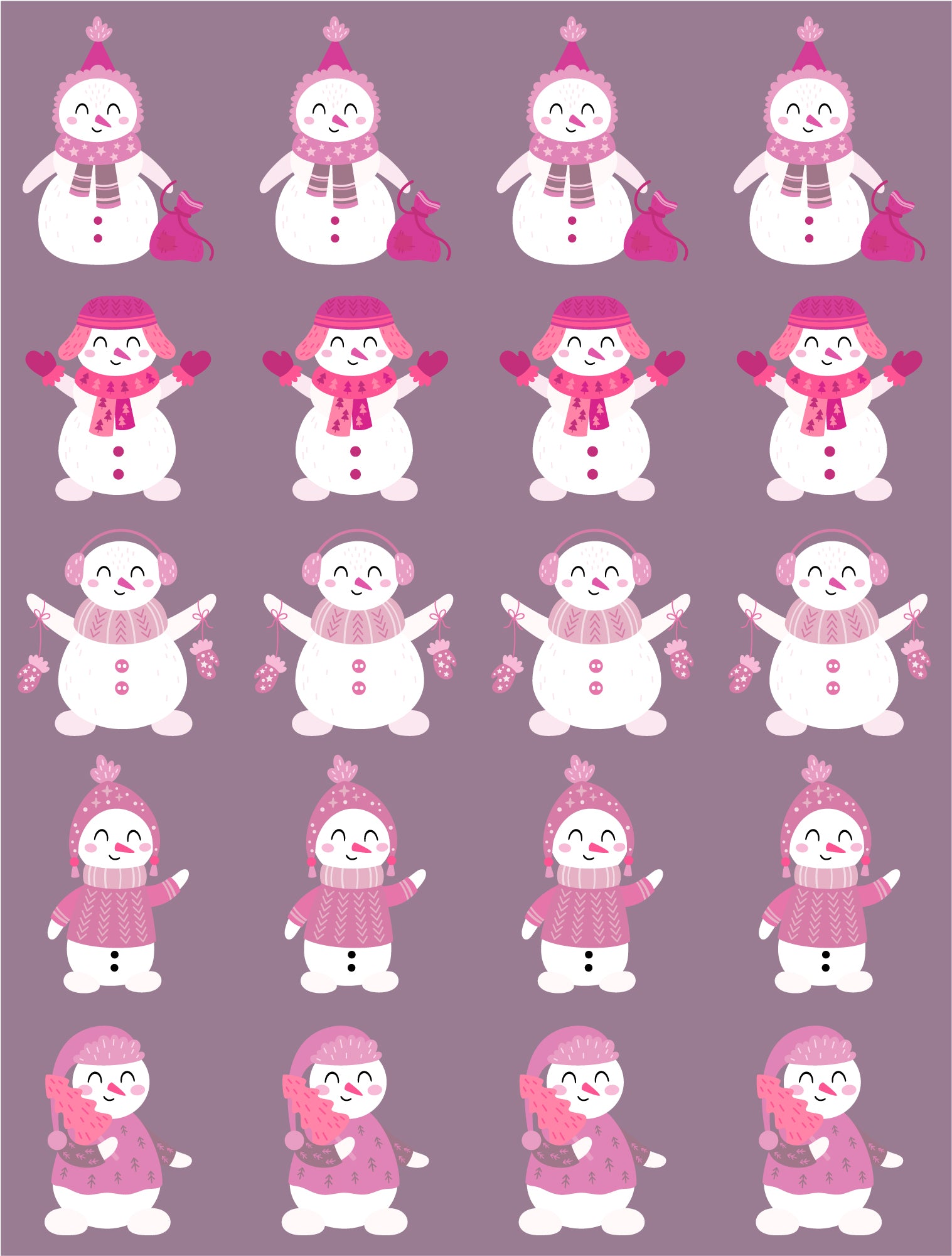 Sneeuwmannen Roze – All-over transfervel