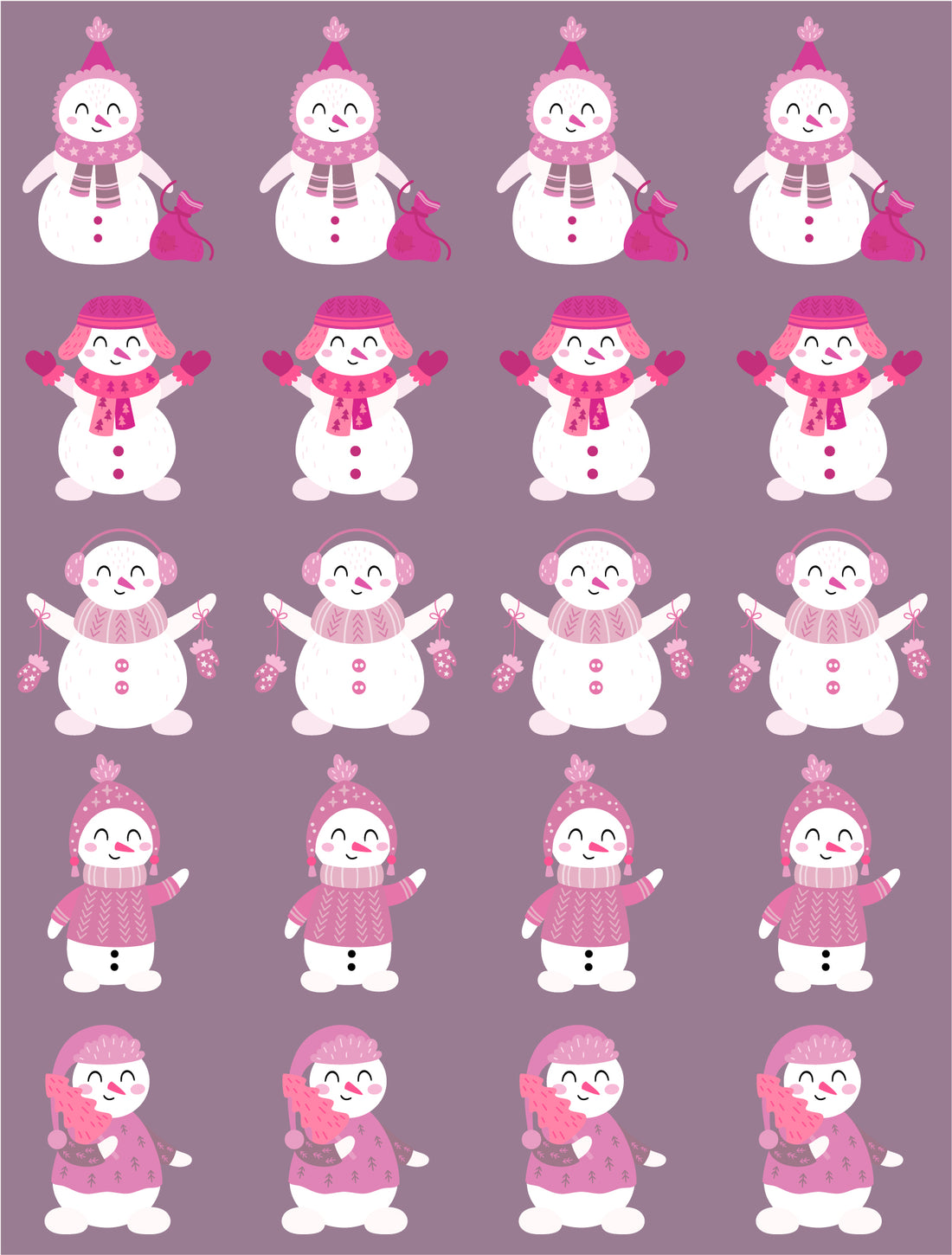 Sneeuwmannen Roze – All-over transfervel