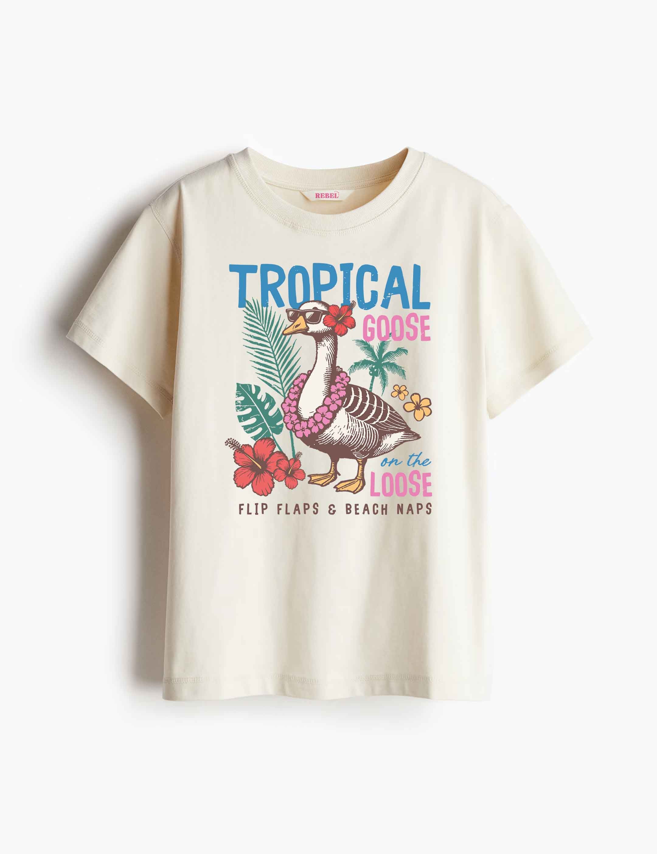 Tropical Goose – Summer Goose Club – Strijktransfer – op een T-shirt