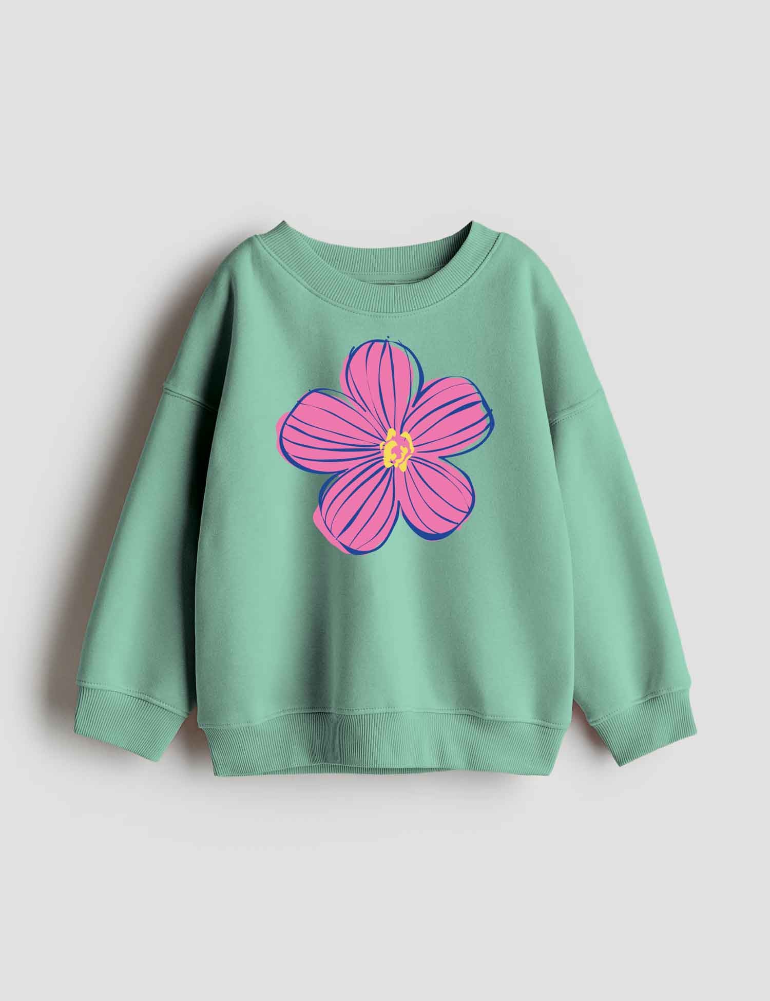 Funky Florals Bubble Pink – Strijktransfer – op een trui