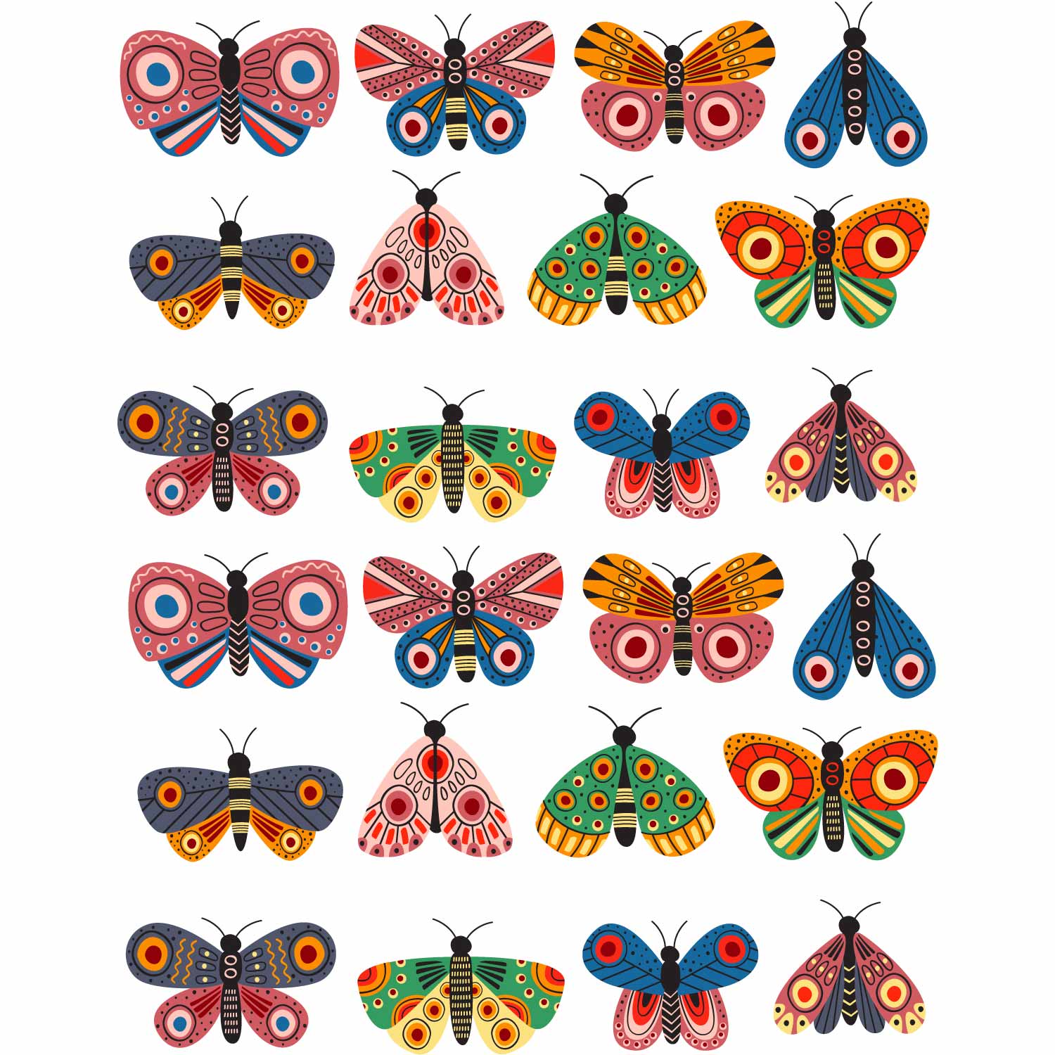Vlinders – All-over transfervel – overzicht